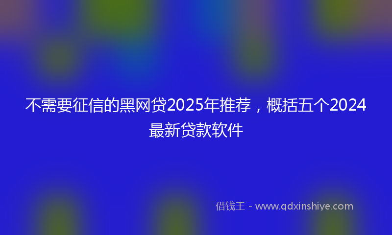 不需要征信的黑网贷2025年推荐，概括五个2024最新贷款软件