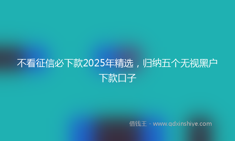 不看征信必下款2025年精选，归纳五个无视黑户下款口子