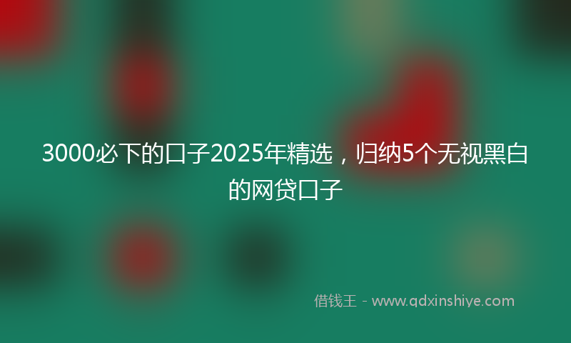 3000必下的口子2025年精选，归纳5个无视黑白的网贷口子