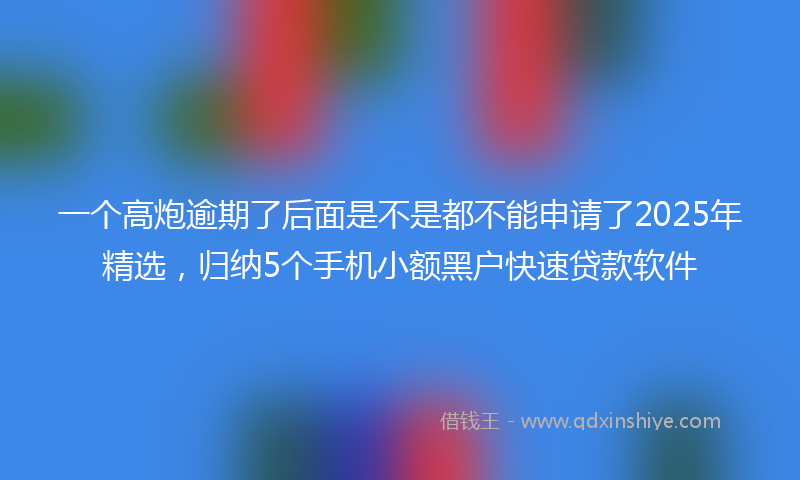 一个高炮逾期了后面是不是都不能申请了2025年精选，归纳5个手机小额黑户快速贷款软件