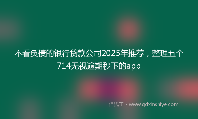 不看负债的银行贷款公司2025年推荐，整理五个714无视逾期秒下的app