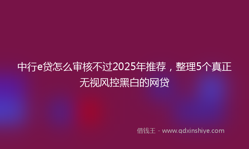 中行e贷怎么审核不过2025年推荐，整理5个真正无视风控黑白的网贷