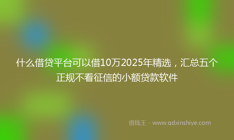 什么借贷平台可以借10万2025年精选，汇总五个正规不看征信的小额贷款软件