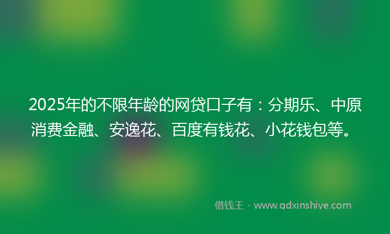 2025年的不限年龄的网贷口子有：分期乐、中原消费金融、安逸花、百度有钱花、小花钱包等。