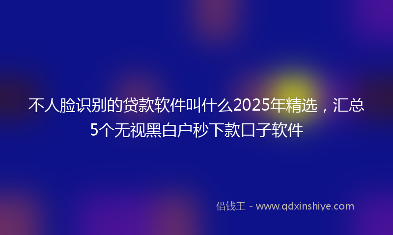 不人脸识别的贷款软件叫什么2025年精选，汇总5个无视黑白户秒下款口子软件