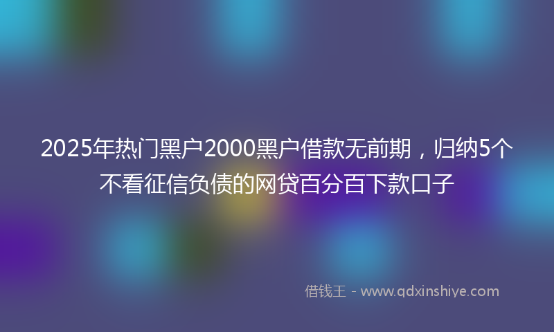 2025年热门黑户2000黑户借款无前期，归纳5个不看征信负债的网贷百分百下款口子