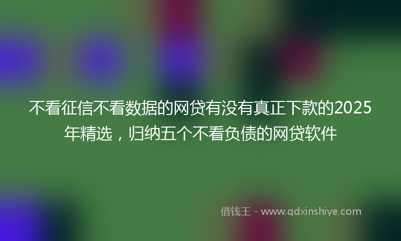 不看征信不看数据的网贷有没有真正下款的2025年精选，归纳五个不看负债的网贷软件