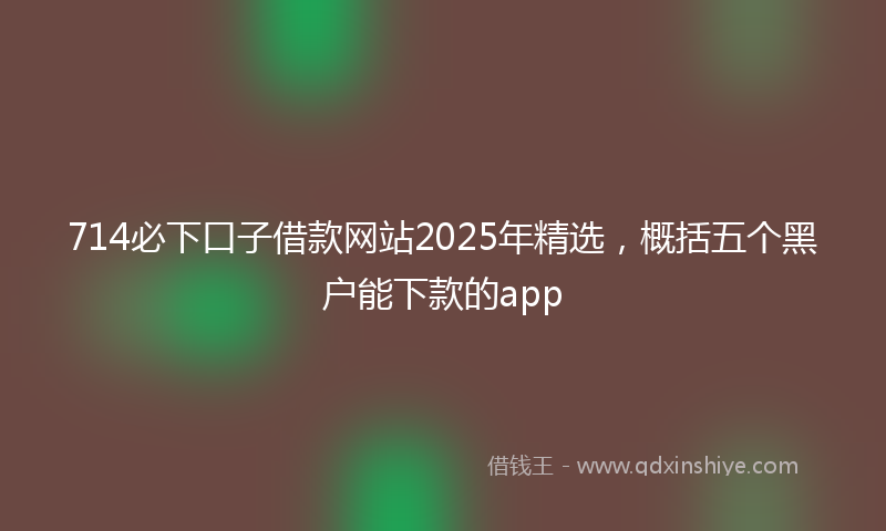 714必下口子借款网站2025年精选，概括五个黑户能下款的app
