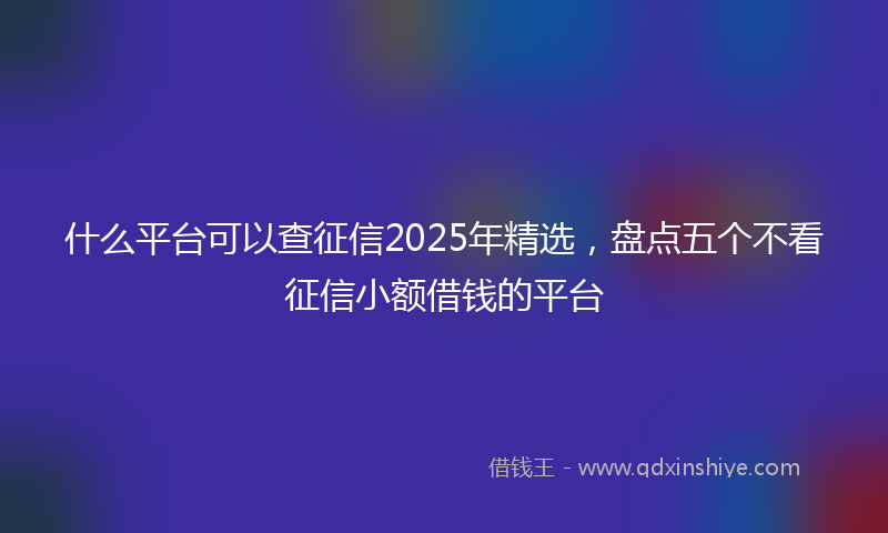 什么平台可以查征信2025年精选，盘点五个不看征信小额借钱的平台