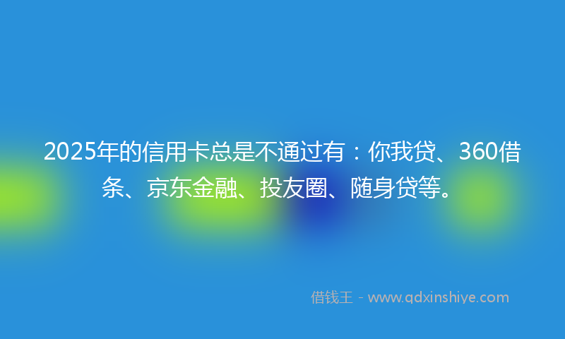 2025年的信用卡总是不通过有：你我贷、360借条、京东金融、投友圈、随身贷等。