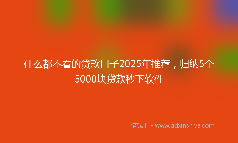 什么都不看的贷款口子2025年推荐，归纳5个5000块贷款秒下软件