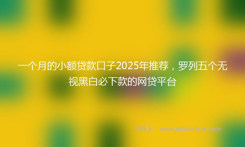 一个月的小额贷款口子2025年推荐，罗列五个无视黑白必下款的网贷平台