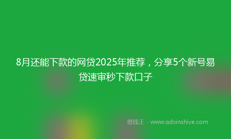 8月还能下款的网贷2025年推荐，分享5个新号易贷速审秒下款口子