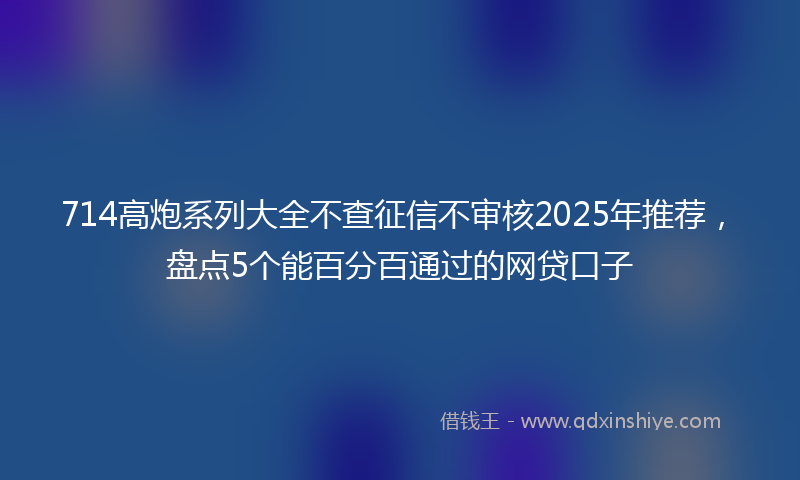 714高炮系列大全不查征信不审核2025年推荐，盘点5个能百分百通过的网贷口子
