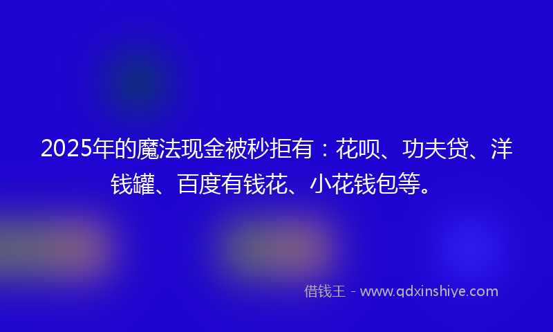 2025年的魔法现金被秒拒有：花呗、功夫贷、洋钱罐、百度有钱花、小花钱包等。