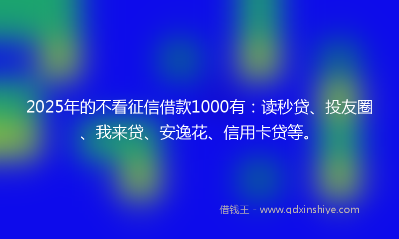 2025年的不看征信借款1000有：读秒贷、投友圈、我来贷、安逸花、信用卡贷等。