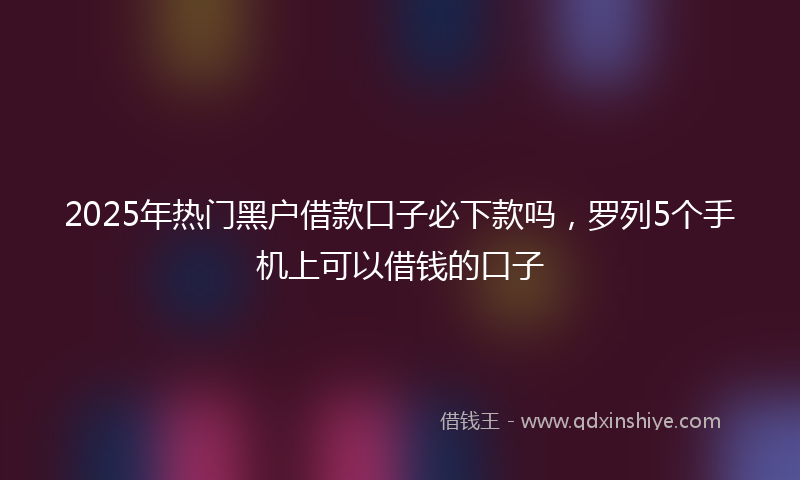 2025年热门黑户借款口子必下款吗，罗列5个手机上可以借钱的口子