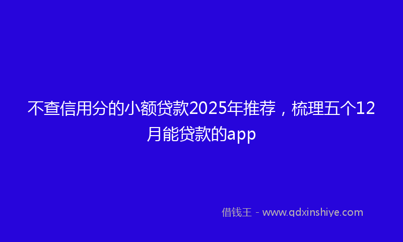 不查信用分的小额贷款2025年推荐，梳理五个12月能贷款的app