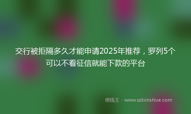 交行被拒隔多久才能申请2025年推荐，罗列5个可以不看征信就能下款的平台