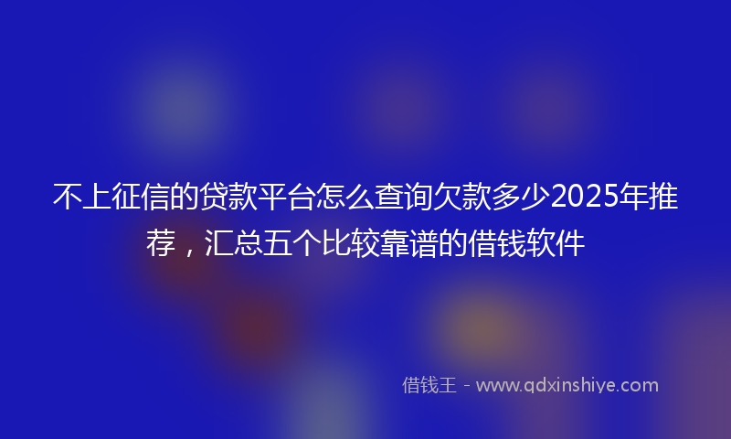 不上征信的贷款平台怎么查询欠款多少2025年推荐，汇总五个比较靠谱的借钱软件
