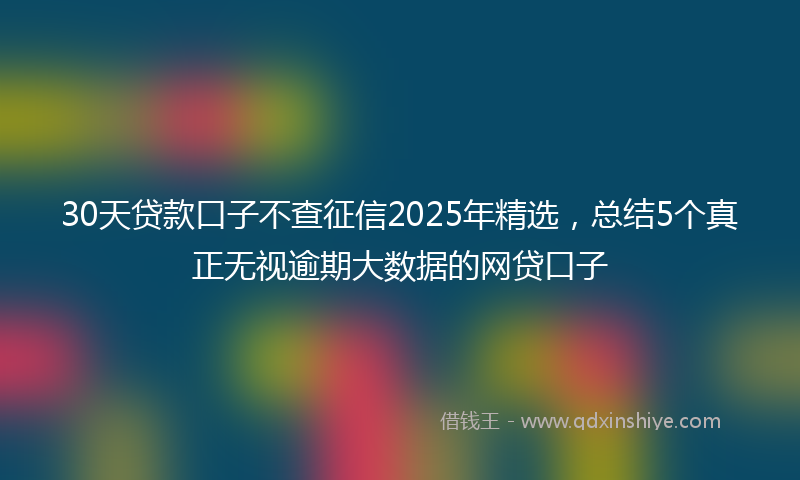 30天贷款口子不查征信2025年精选，总结5个真正无视逾期大数据的网贷口子