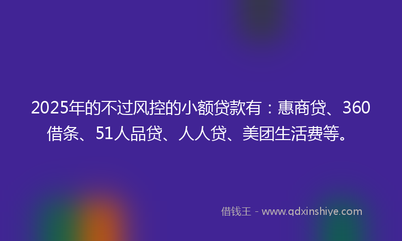 2025年的不过风控的小额贷款有：惠商贷、360借条、51人品贷、人人贷、美团生活费等。