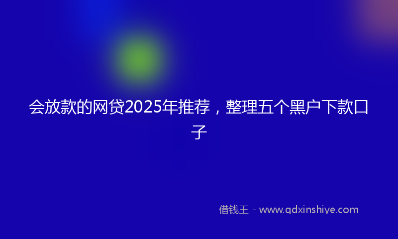 会放款的网贷2025年推荐，整理五个黑户下款口子