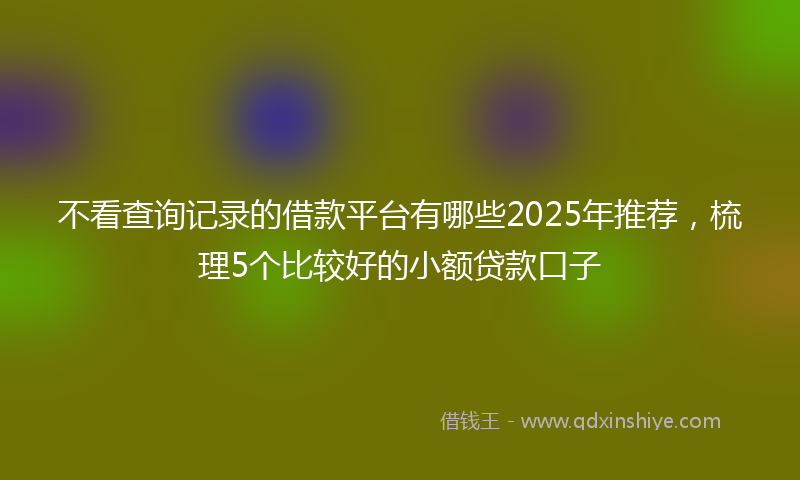 不看查询记录的借款平台有哪些2025年推荐，梳理5个比较好的小额贷款口子