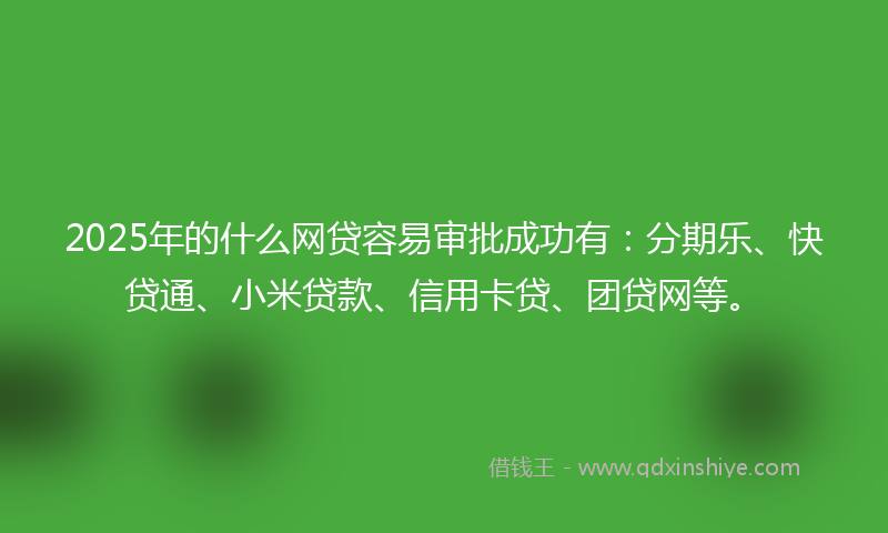 2025年的什么网贷容易审批成功有：分期乐、快贷通、小米贷款、信用卡贷、团贷网等。