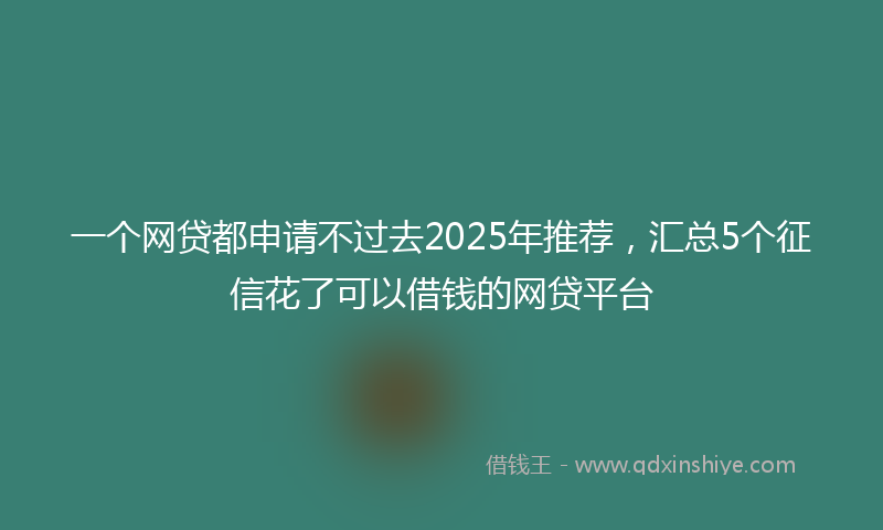 一个网贷都申请不过去2025年推荐，汇总5个征信花了可以借钱的网贷平台