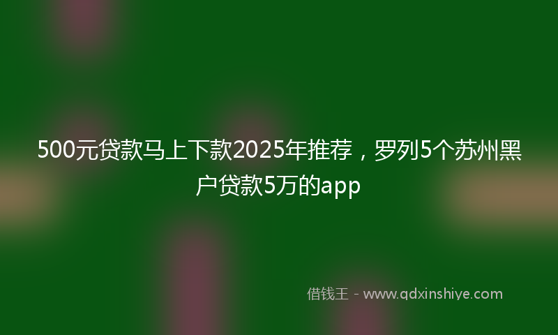 500元贷款马上下款2025年推荐，罗列5个苏州黑户贷款5万的app