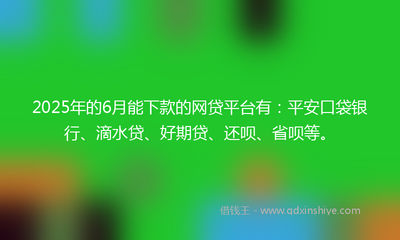 2025年的6月能下款的网贷平台有：平安口袋银行、滴水贷、好期贷、还呗、省呗等。