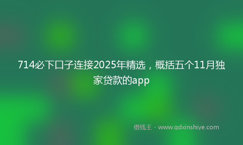 714必下口子连接2025年精选，概括五个11月独家贷款的app