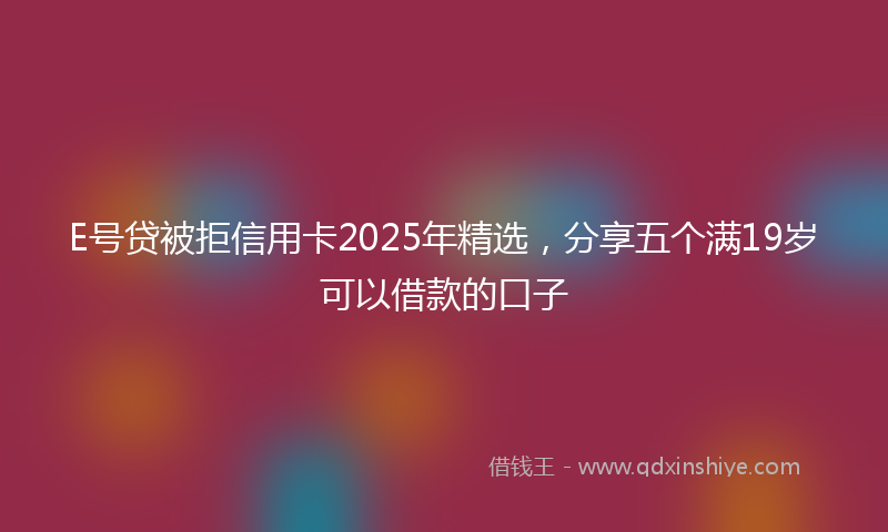 E号贷被拒信用卡2025年精选，分享五个满19岁可以借款的口子