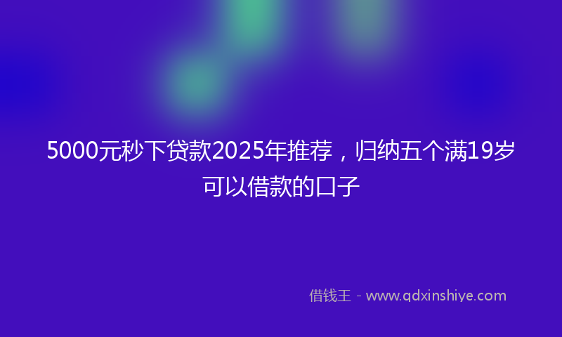 5000元秒下贷款2025年推荐，归纳五个满19岁可以借款的口子