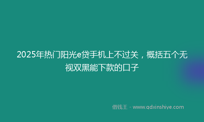 2025年热门阳光e贷手机上不过关，概括五个无视双黑能下款的口子