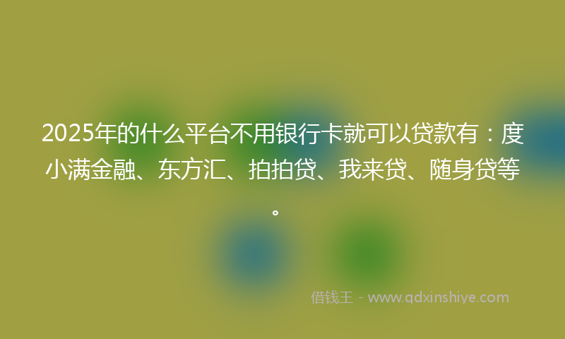 2025年的什么平台不用银行卡就可以贷款有：度小满金融、东方汇、拍拍贷、我来贷、随身贷等。