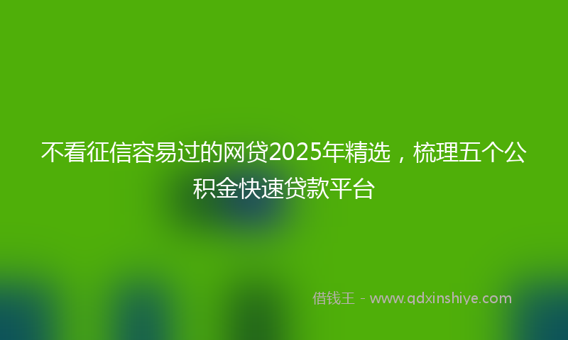 不看征信容易过的网贷2025年精选，梳理五个公积金快速贷款平台