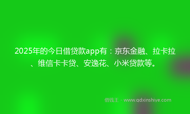 2025年的今日借贷款app有：京东金融、拉卡拉、维信卡卡贷、安逸花、小米贷款等。