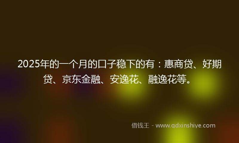2025年的一个月的口子稳下的有：惠商贷、好期贷、京东金融、安逸花、融逸花等。