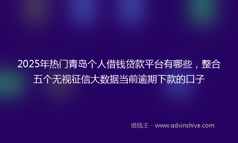 2025年热门青岛个人借钱贷款平台有哪些，整合五个无视征信大数据当前逾期下款的口子