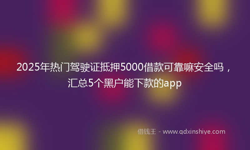 2025年热门驾驶证抵押5000借款可靠嘛安全吗，汇总5个黑户能下款的app