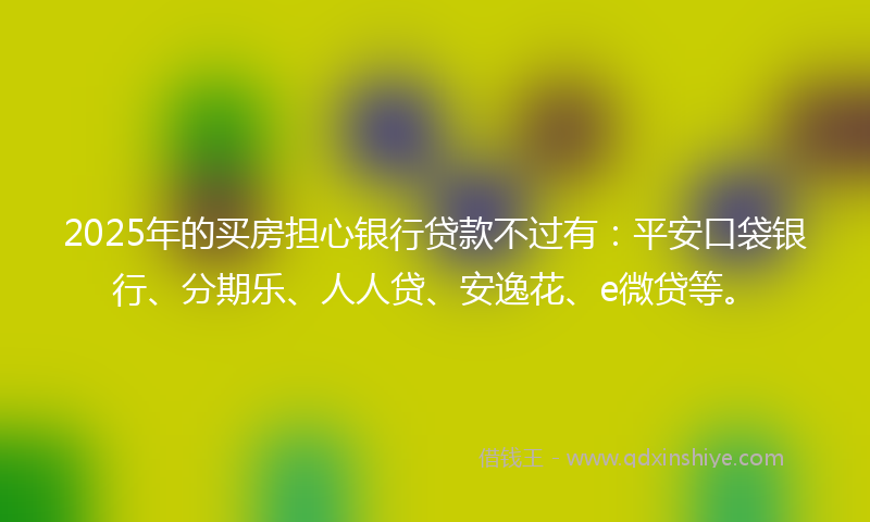 2025年的买房担心银行贷款不过有：平安口袋银行、分期乐、人人贷、安逸花、e微贷等。
