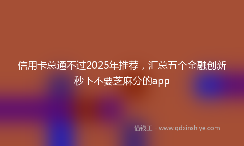 信用卡总通不过2025年推荐，汇总五个金融创新秒下不要芝麻分的app