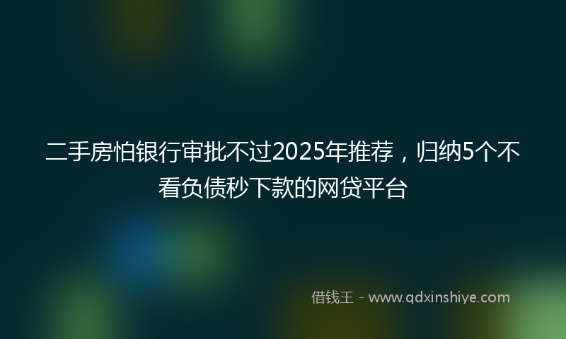二手房怕银行审批不过2025年推荐，归纳5个不看负债秒下款的网贷平台