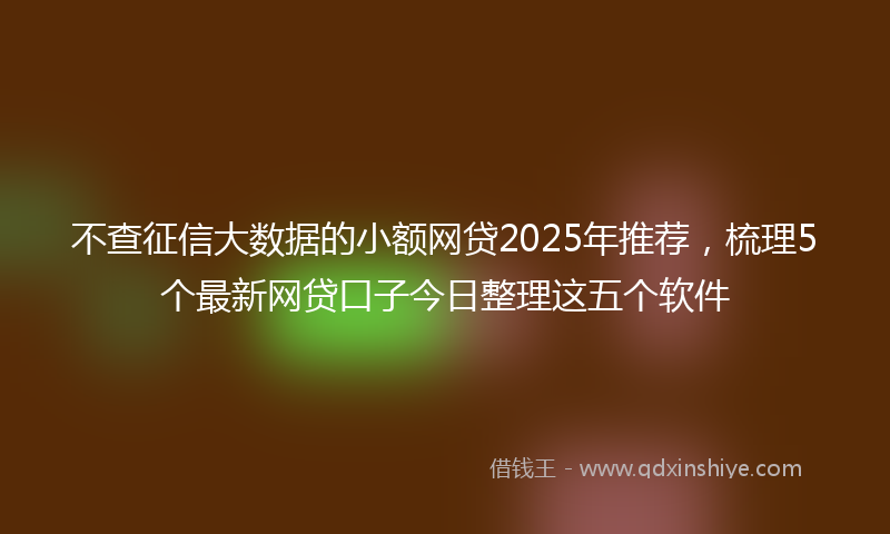 不查征信大数据的小额网贷2025年推荐，梳理5个最新网贷口子今日整理这五个软件
