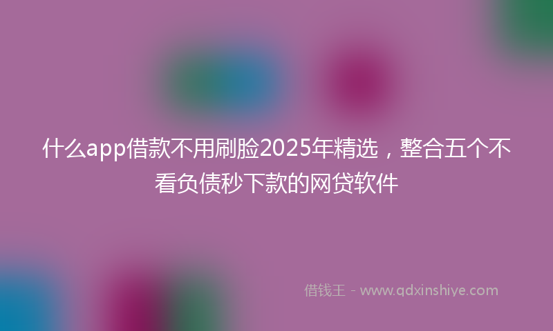 什么app借款不用刷脸2025年精选，整合五个不看负债秒下款的网贷软件