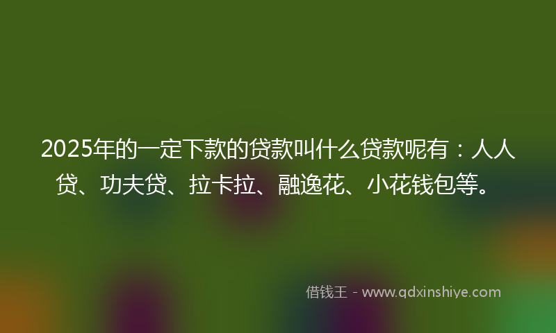 2025年的一定下款的贷款叫什么贷款呢有：人人贷、功夫贷、拉卡拉、融逸花、小花钱包等。