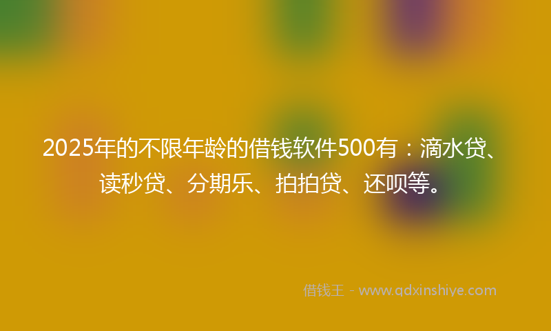2025年的不限年龄的借钱软件500有：滴水贷、读秒贷、分期乐、拍拍贷、还呗等。