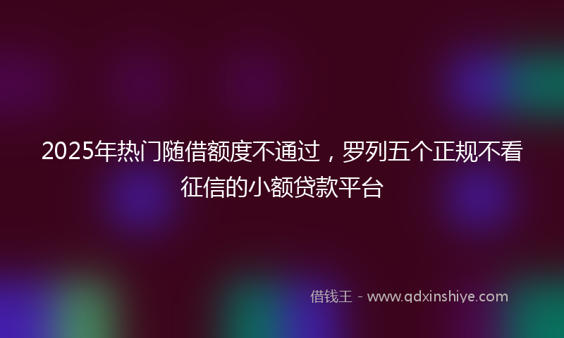 2025年热门随借额度不通过，罗列五个正规不看征信的小额贷款平台